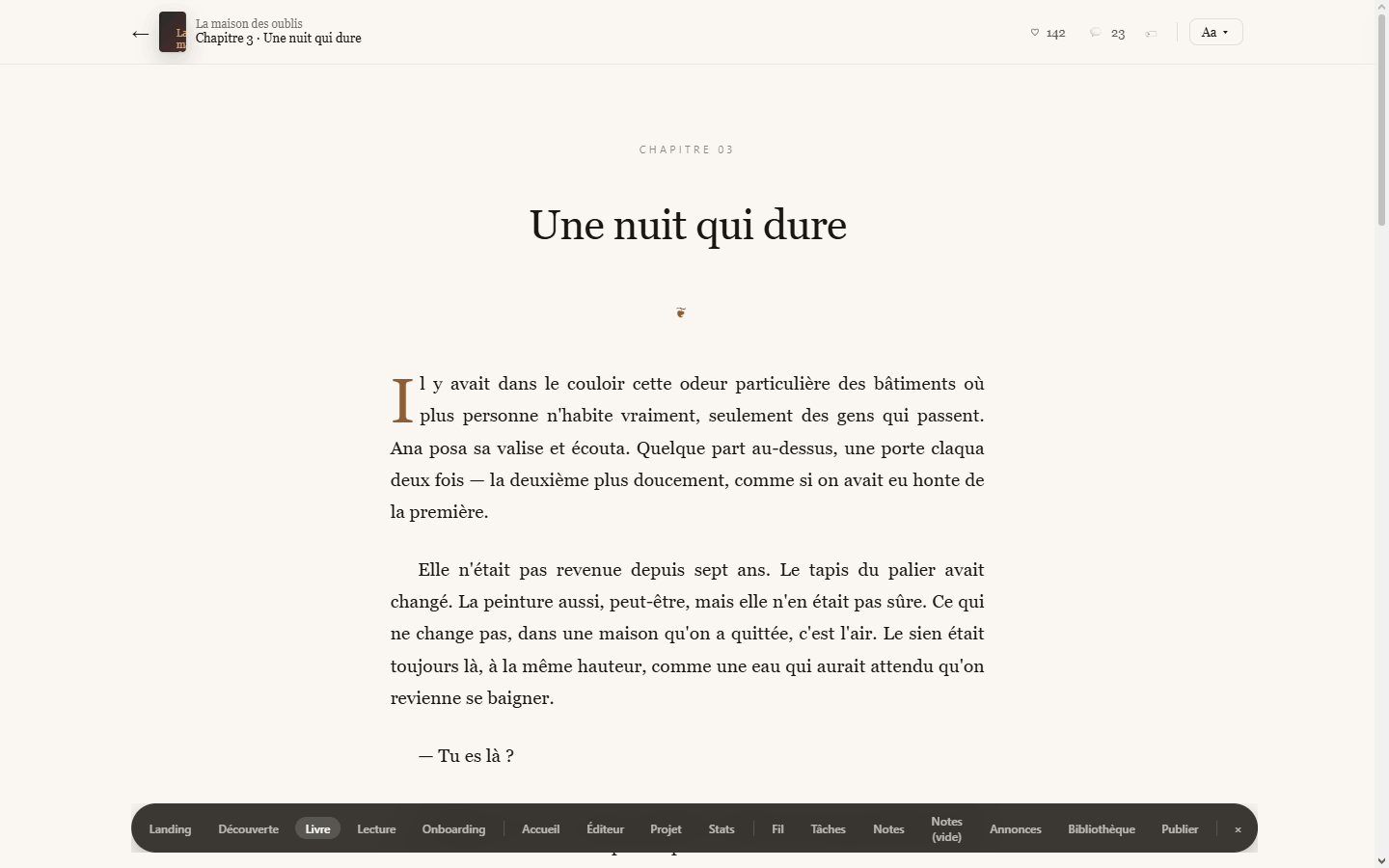 Mode papier — lecture longue confortable
